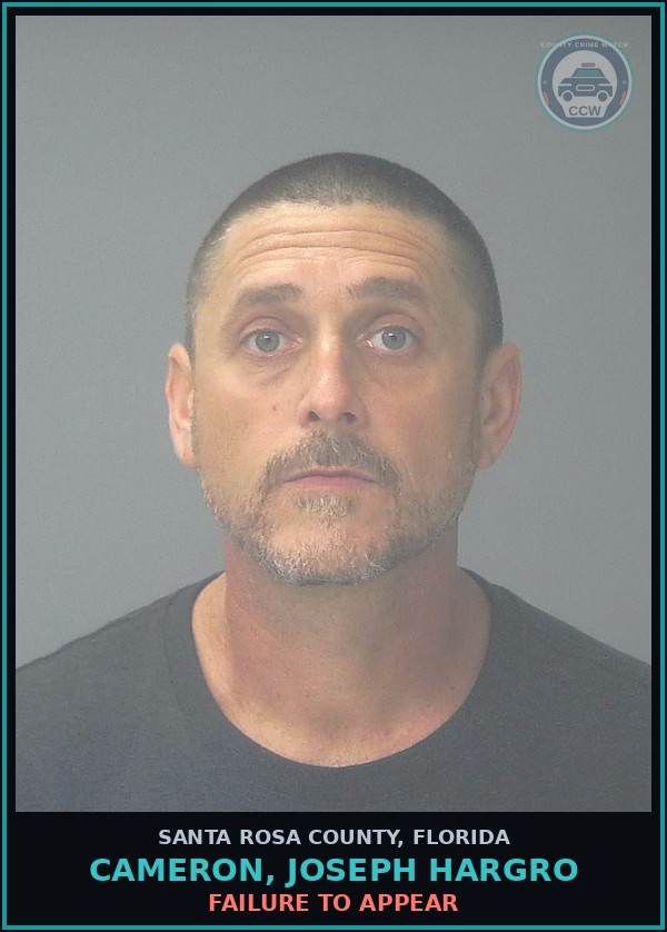 Booking mugshot of CAMERON, JOSEPH HARGRO in Santa Rosa County