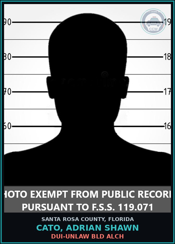 Booking mugshot of CATO, ADRIAN SHAWN in Santa Rosa County