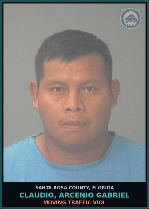 Booking mugshot of CLAUDIO, ARCENIO GABRIEL in Santa Rosa County