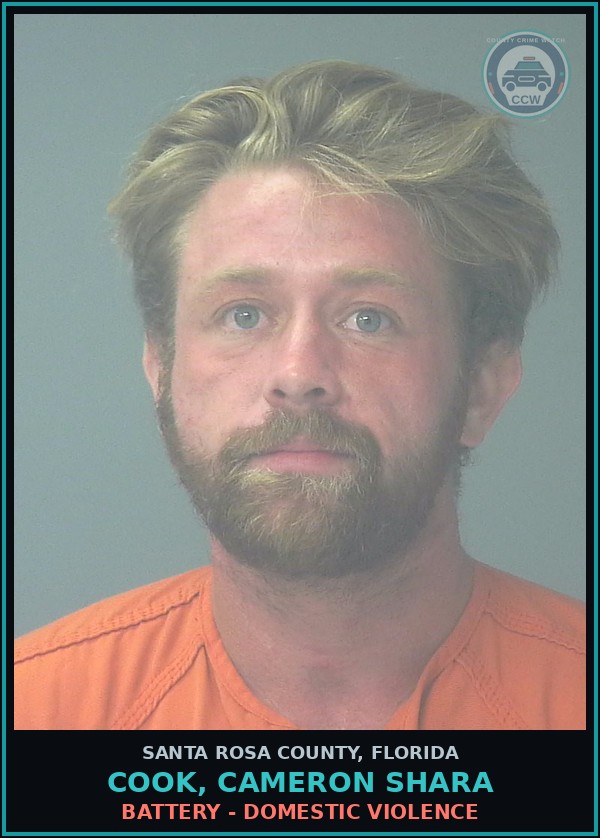 Booking mugshot of COOK, CAMERON SHARA in Santa Rosa County