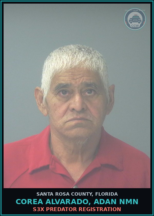 Booking mugshot of COREA ALVARADO, ADAN NMN in Santa Rosa County
