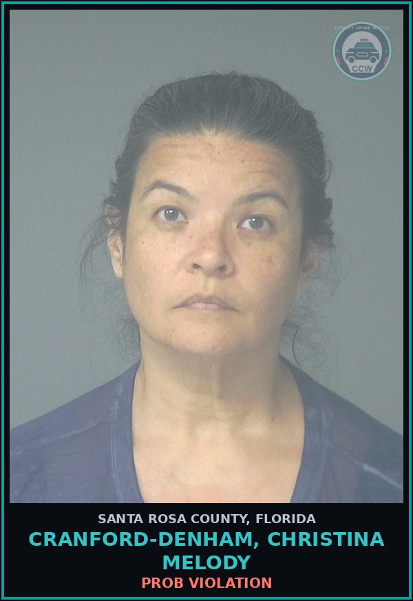Booking mugshot of CRANFORD-DENHAM, CHRISTINA MELODY in Santa Rosa County