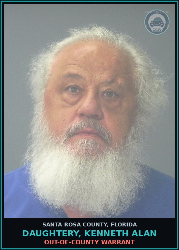 Booking mugshot of DAUGHTERY, KENNETH ALAN in Santa Rosa County