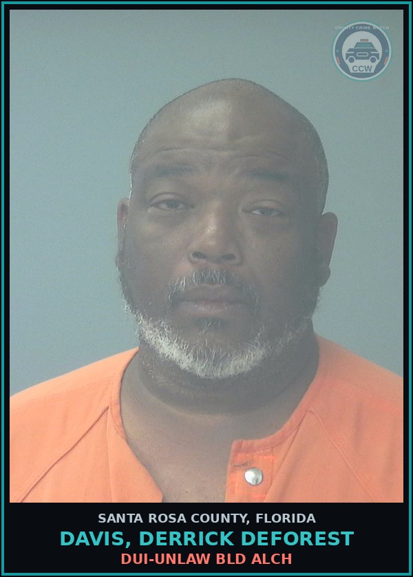 Booking mugshot of DAVIS, DERRICK DEFOREST in Santa Rosa County