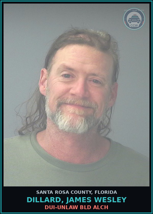 Booking mugshot of DILLARD, JAMES WESLEY in Santa Rosa County