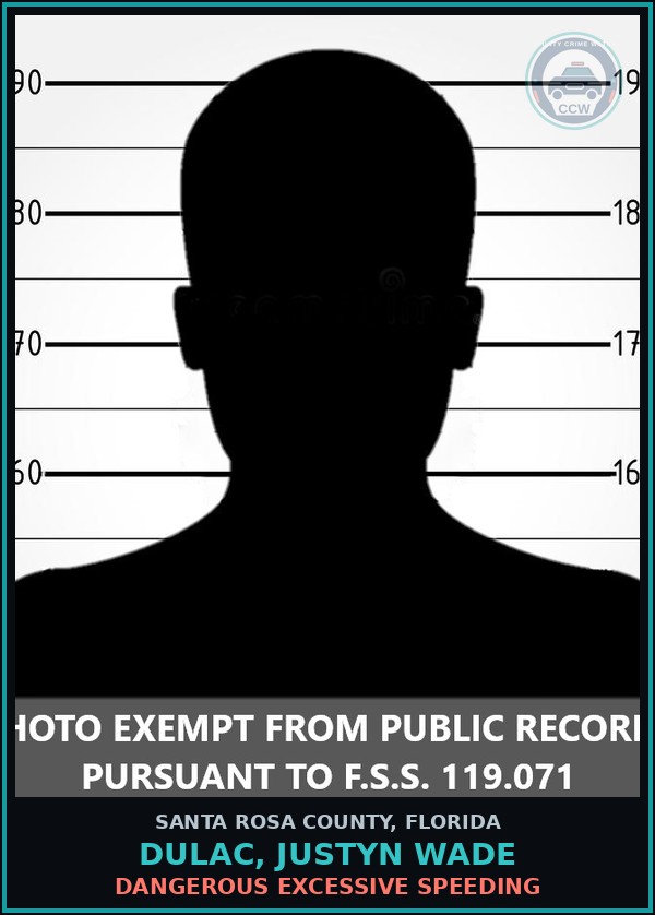 Booking mugshot of DULAC, JUSTYN WADE in Santa Rosa County