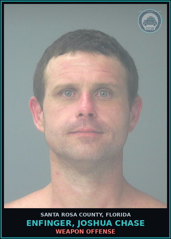 Booking mugshot of ENFINGER, JOSHUA CHASE in Santa Rosa County