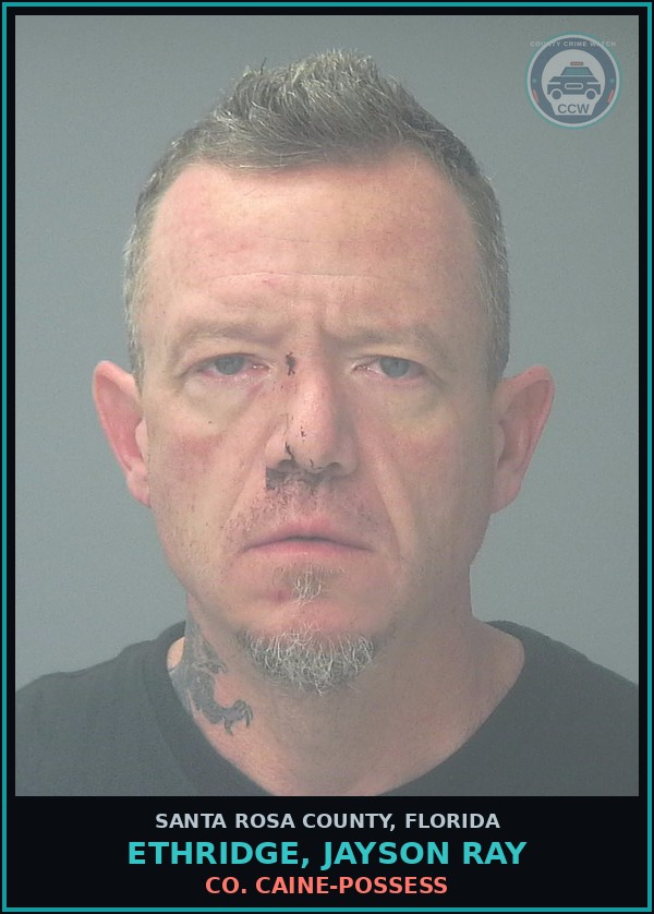Booking mugshot of ETHRIDGE, JAYSON RAY in Santa Rosa County