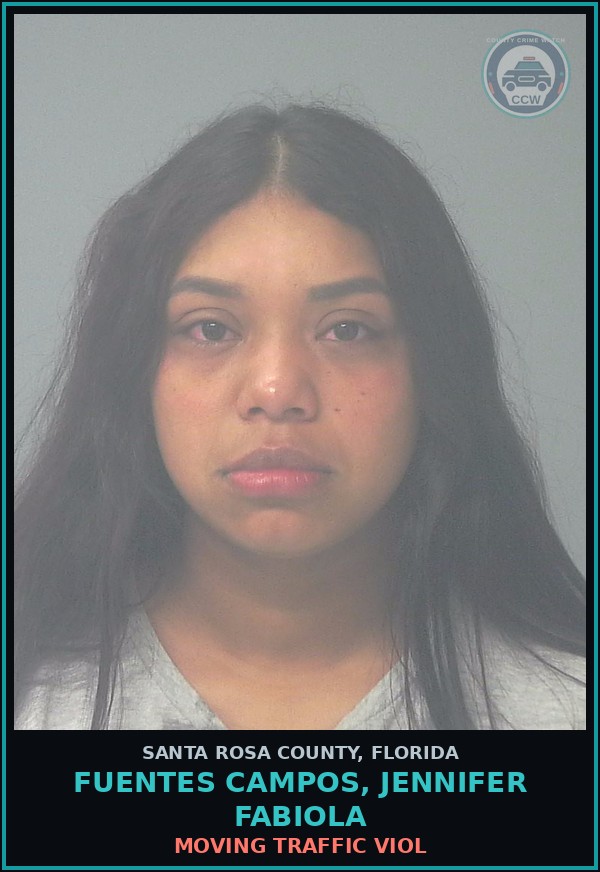 Booking mugshot of FUENTES CAMPOS, JENNIFER FABIOLA in Santa Rosa County