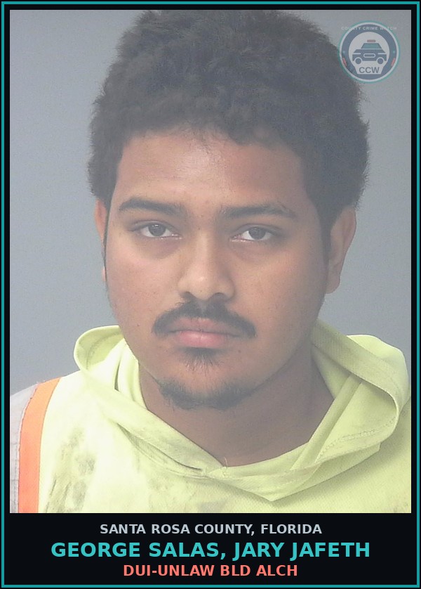 Booking mugshot of GEORGE SALAS, JARY JAFETH in Santa Rosa County