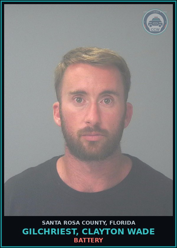 Booking mugshot of GILCHRIEST, CLAYTON WADE in Santa Rosa County
