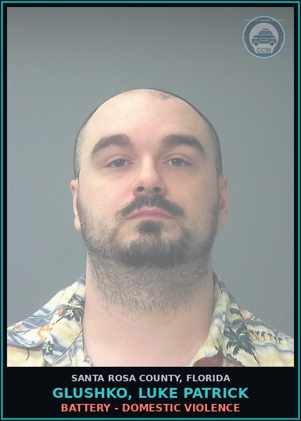 Booking mugshot of GLUSHKO, LUKE PATRICK in Santa Rosa County