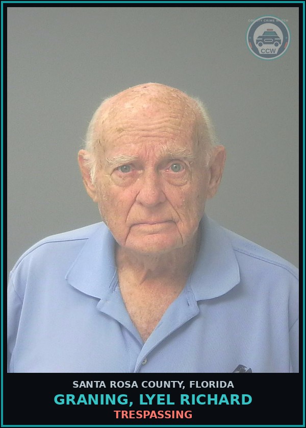 Booking mugshot of GRANING, LYEL RICHARD in Santa Rosa County