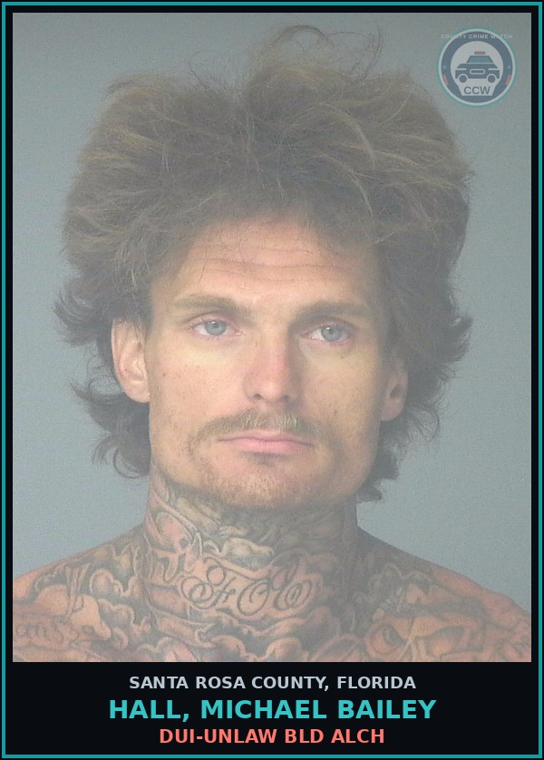 Booking mugshot of HALL, MICHAEL BAILEY in Santa Rosa County