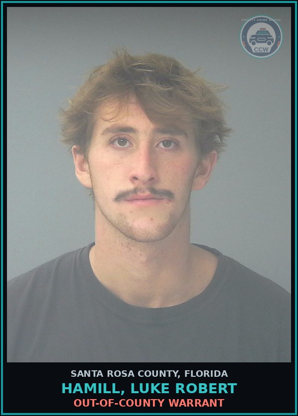 Booking mugshot of HAMILL, LUKE ROBERT in Santa Rosa County