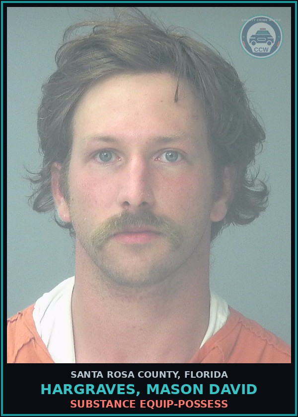 Booking mugshot of HARGRAVES, MASON DAVID in Santa Rosa County