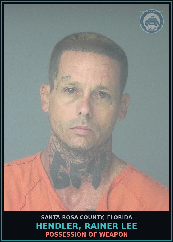 Booking mugshot of HENDLER, RAINER LEE in Santa Rosa County