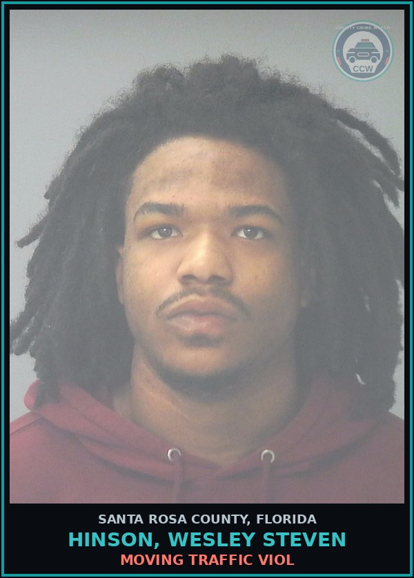 Booking mugshot of HINSON, WESLEY STEVEN in Santa Rosa County