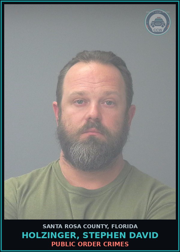 Booking mugshot of HOLZINGER, STEPHEN DAVID in Santa Rosa County