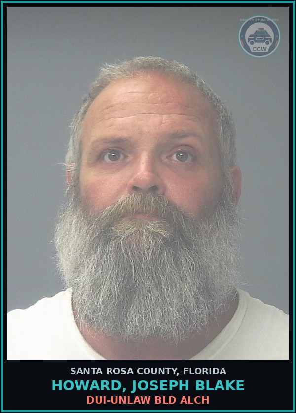 Booking mugshot of HOWARD, JOSEPH BLAKE in Santa Rosa County