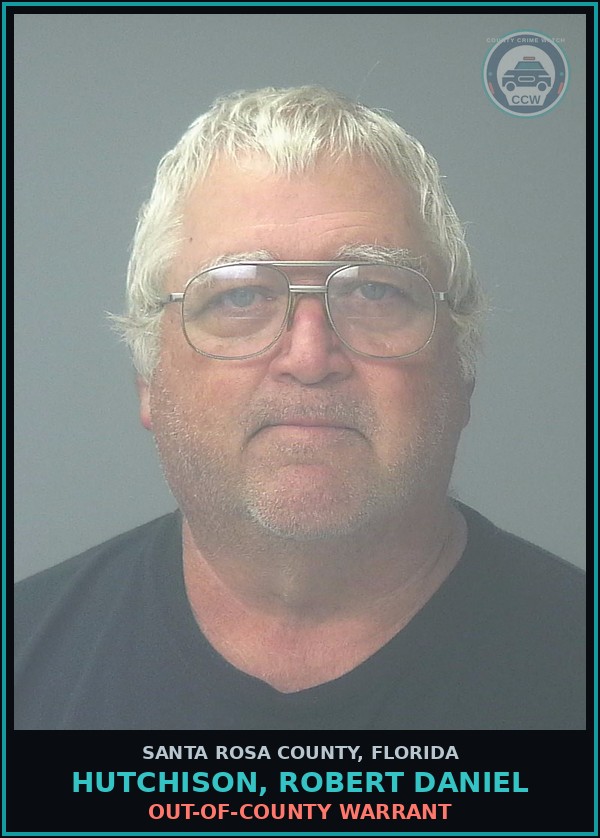 Booking mugshot of HUTCHISON, ROBERT DANIEL in Santa Rosa County