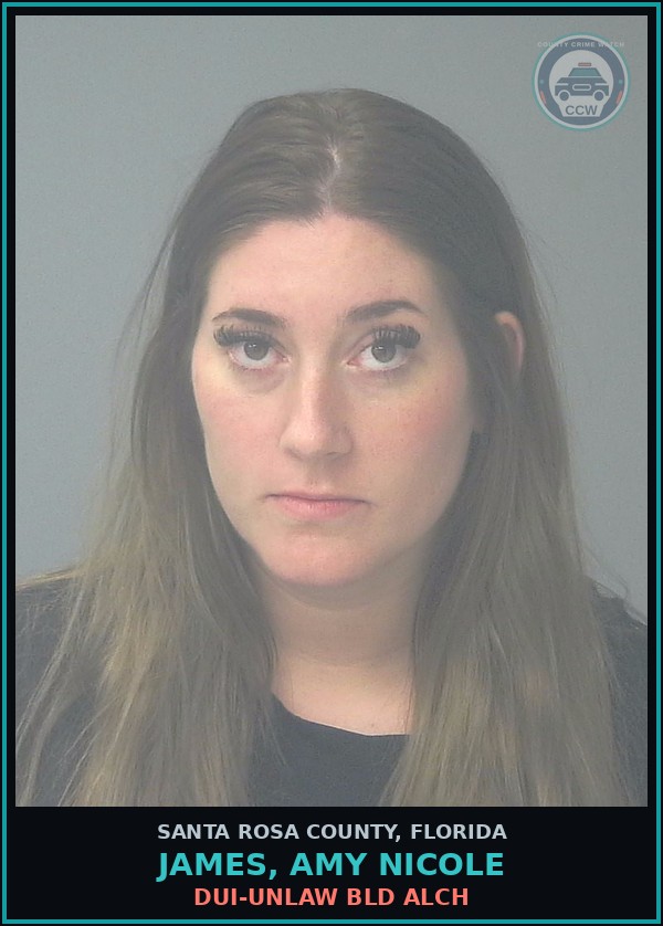 Booking mugshot of JAMES, AMY NICOLE in Santa Rosa County