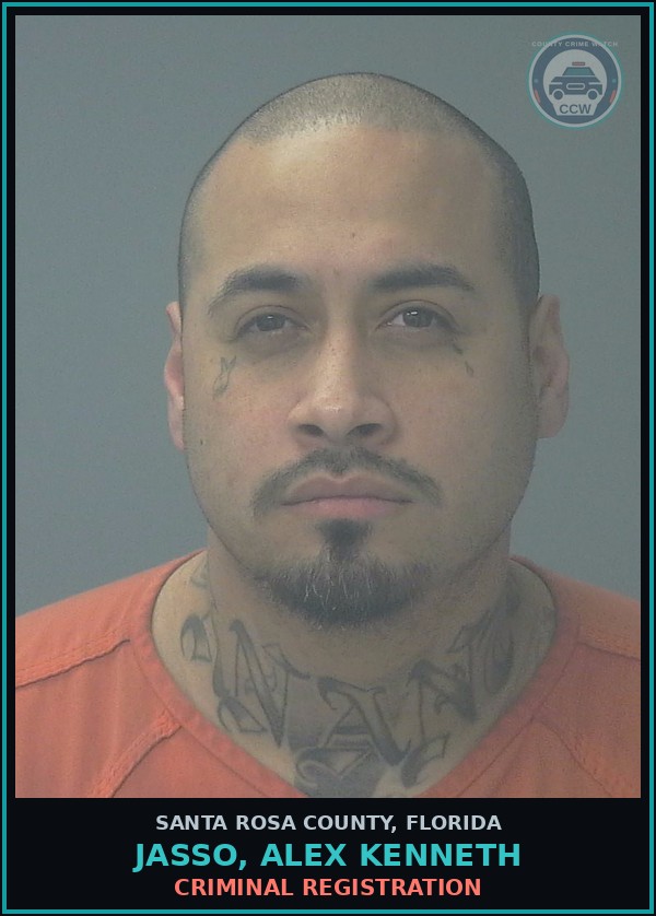 Booking mugshot of JASSO, ALEX KENNETH in Santa Rosa County