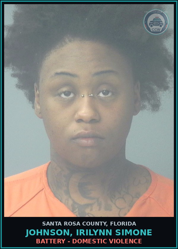 Booking mugshot of JOHNSON, IRILYNN SIMONE in Santa Rosa County