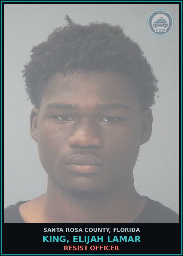 Booking mugshot of KING, ELIJAH LAMAR in Santa Rosa County