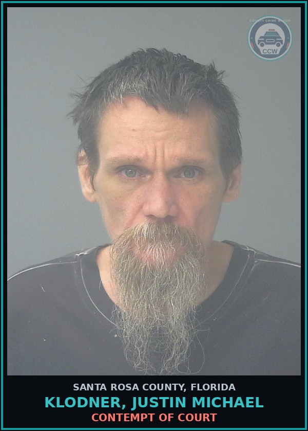 Booking mugshot of KLODNER, JUSTIN MICHAEL in Santa Rosa County
