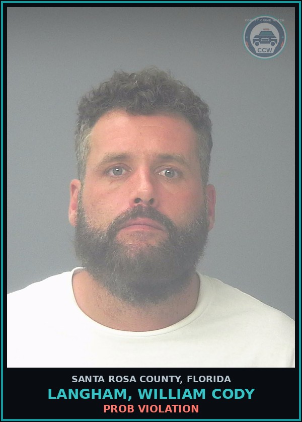 Booking mugshot of LANGHAM, WILLIAM CODY in Santa Rosa County
