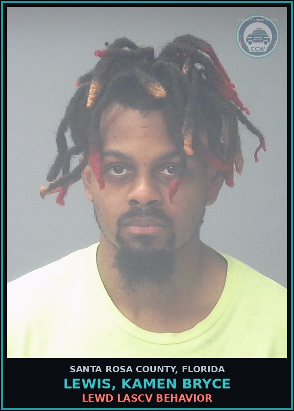 Booking mugshot of LEWIS, KAMEN BRYCE in Santa Rosa County