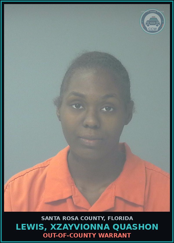 Booking mugshot of LEWIS, XZAYVIONNA QUASHON in Santa Rosa County