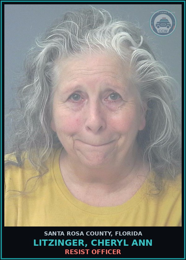 Booking mugshot of LITZINGER, CHERYL ANN in Santa Rosa County