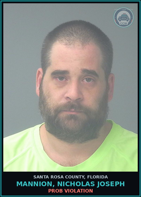 Booking mugshot of MANNION, NICHOLAS JOSEPH in Santa Rosa County