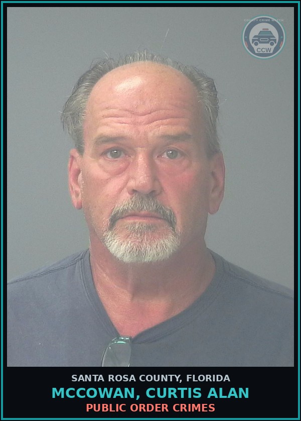 Booking mugshot of MCCOWAN, CURTIS ALAN in Santa Rosa County