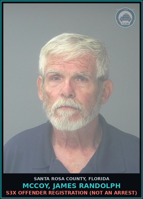 Booking mugshot of MCCOY, JAMES RANDOLPH in Santa Rosa County