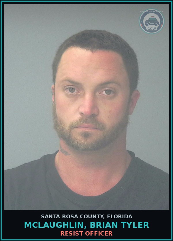 Booking mugshot of MCLAUGHLIN, BRIAN TYLER in Santa Rosa County
