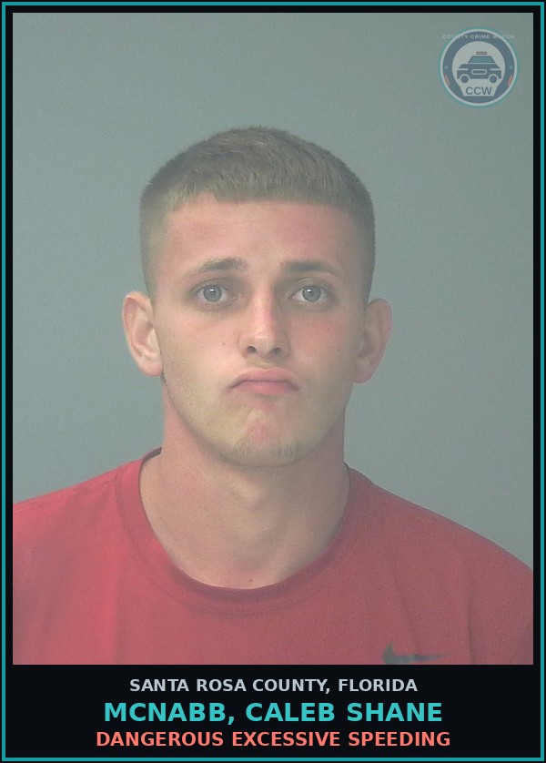 Booking mugshot of MCNABB, CALEB SHANE in Santa Rosa County