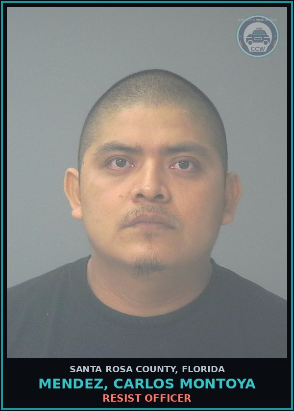 Booking mugshot of MENDEZ, CARLOS MONTOYA in Santa Rosa County