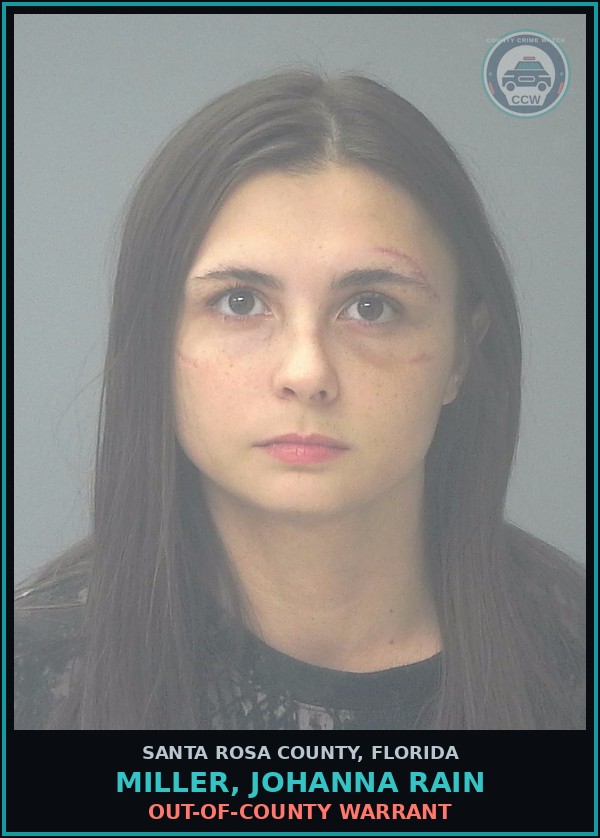 Booking mugshot of MILLER, JOHANNA RAIN in Santa Rosa County