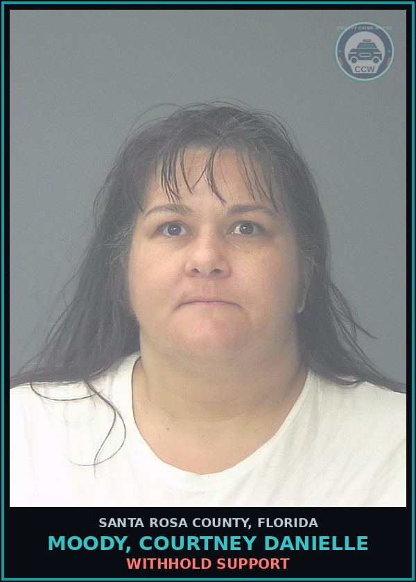 Booking mugshot of MOODY, COURTNEY DANIELLE in Santa Rosa County
