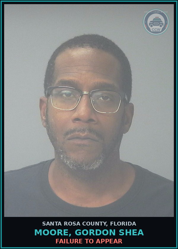 Booking mugshot of MOORE, GORDON SHEA in Santa Rosa County