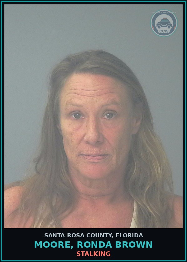 Booking mugshot of MOORE, RONDA BROWN in Santa Rosa County