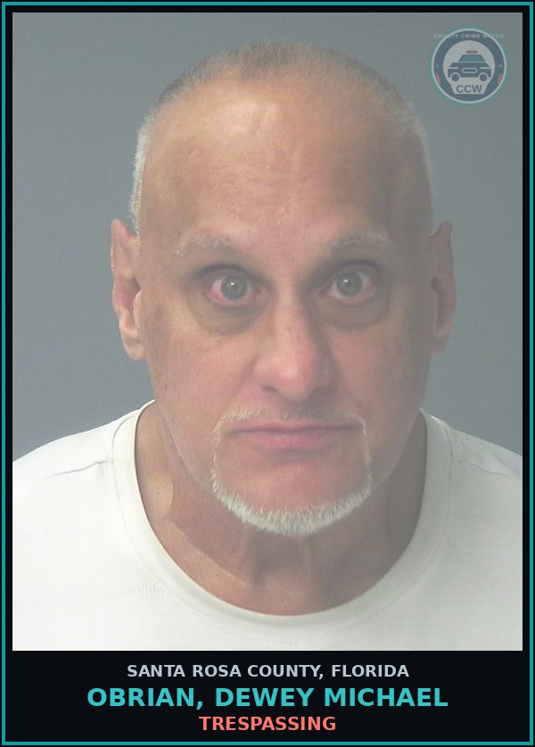 Booking mugshot of OBRIAN, DEWEY MICHAEL in Santa Rosa County