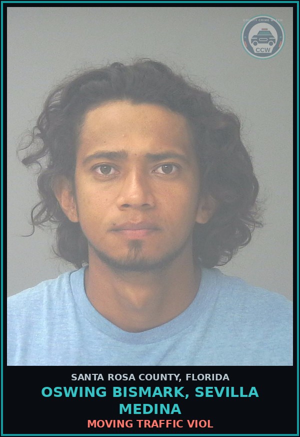 Booking mugshot of OSWING BISMARK, SEVILLA MEDINA in Santa Rosa County