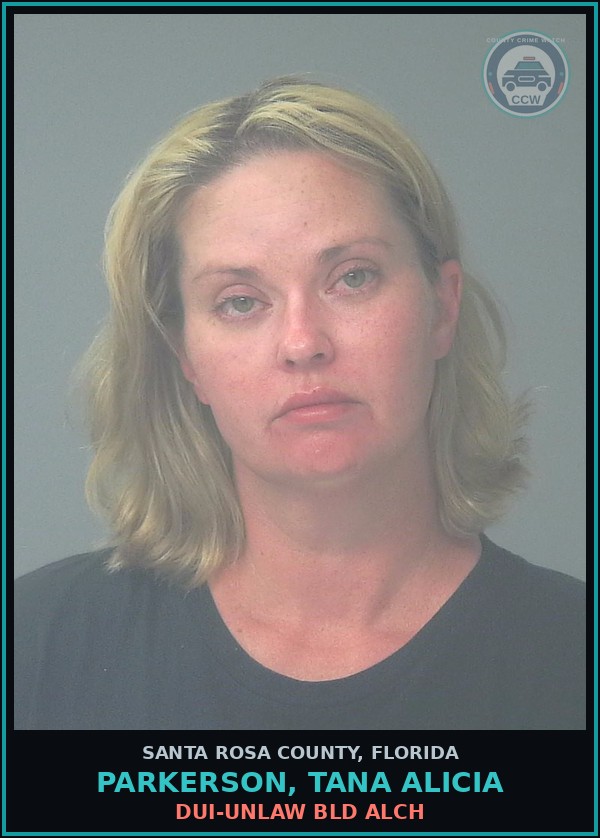 Booking mugshot of PARKERSON, TANA ALICIA in Santa Rosa County
