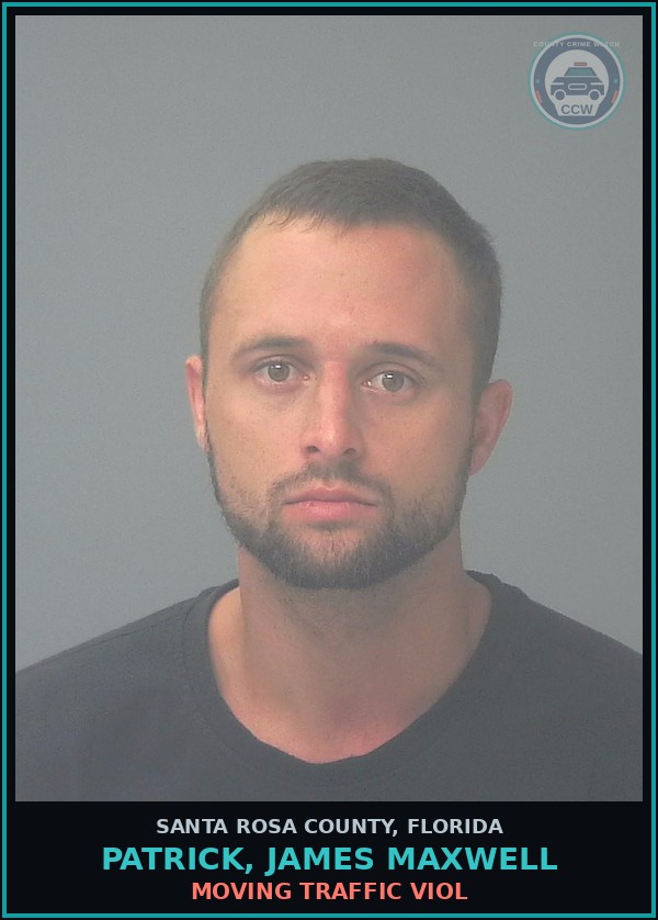 Booking mugshot of PATRICK, JAMES MAXWELL in Santa Rosa County