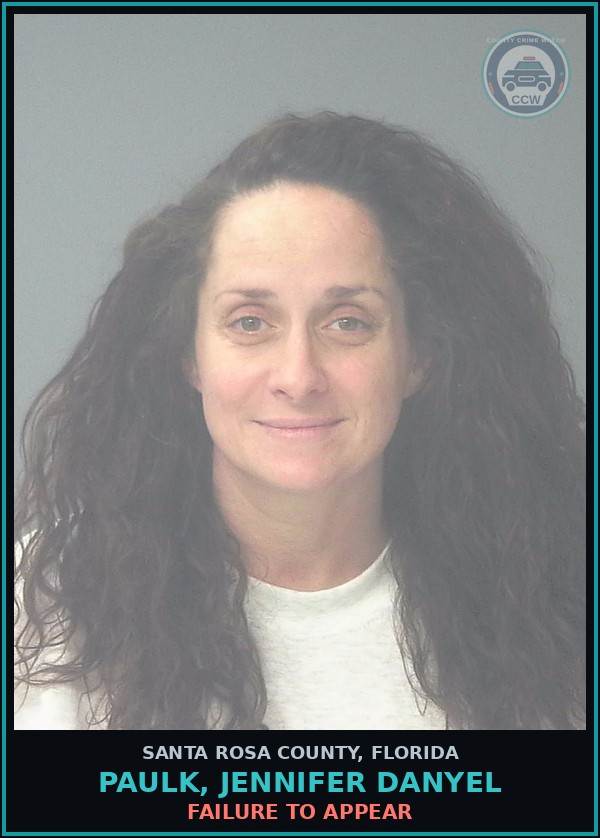 Booking mugshot of PAULK, JENNIFER DANYEL in Santa Rosa County