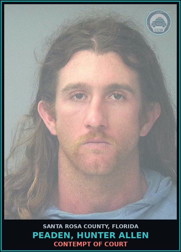 Booking mugshot of PEADEN, HUNTER ALLEN in Santa Rosa County